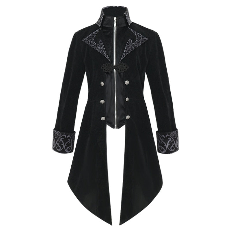 Steampunk Women Men Medieval Dress costume Velvet Stand Collar Tailcoat Gothic Vampire Cosplay Jacket Coats