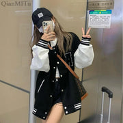Autumn Winter Fashion Bomber Jackets for Women Streetwear Baseball Uniform