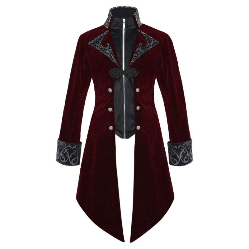 Steampunk Women Men Medieval Dress costume Velvet Stand Collar Tailcoat Gothic Vampire Cosplay Jacket Coats