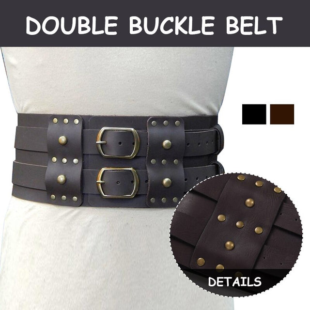 Unisex Medieval Larp Adventurer Harness Belt Viking Leather Waist Double Strap Waistband