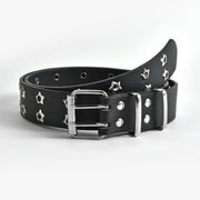 New Star Eye Rivet Belt Goth Style Double Pin Buckle