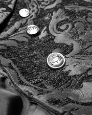 Men's Fashion Black Gothic Steampunk Tailcoat Jacket Brocade Damask Wedding