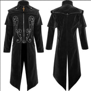 Men Medieval Steampunk Castle Vampire Devil Red Coat Cosplay Costume Middle Ages Victorian Nobles Tuxedo Suit Trench coat