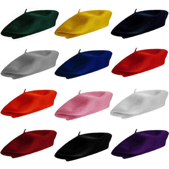 Vintage Plain Beret Hats French Berets Warm Wool Spring Winter Beanie Hat