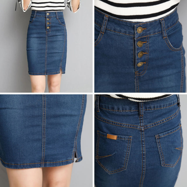 Skirt Denim Bodycon With Stretchy Midi Skirt Jeans High Waist Pencil Skirts Women