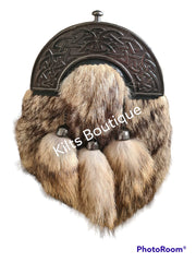 Scottish Full Dress Sporran Fur Cantle Antique Finish Kilt Sporran
