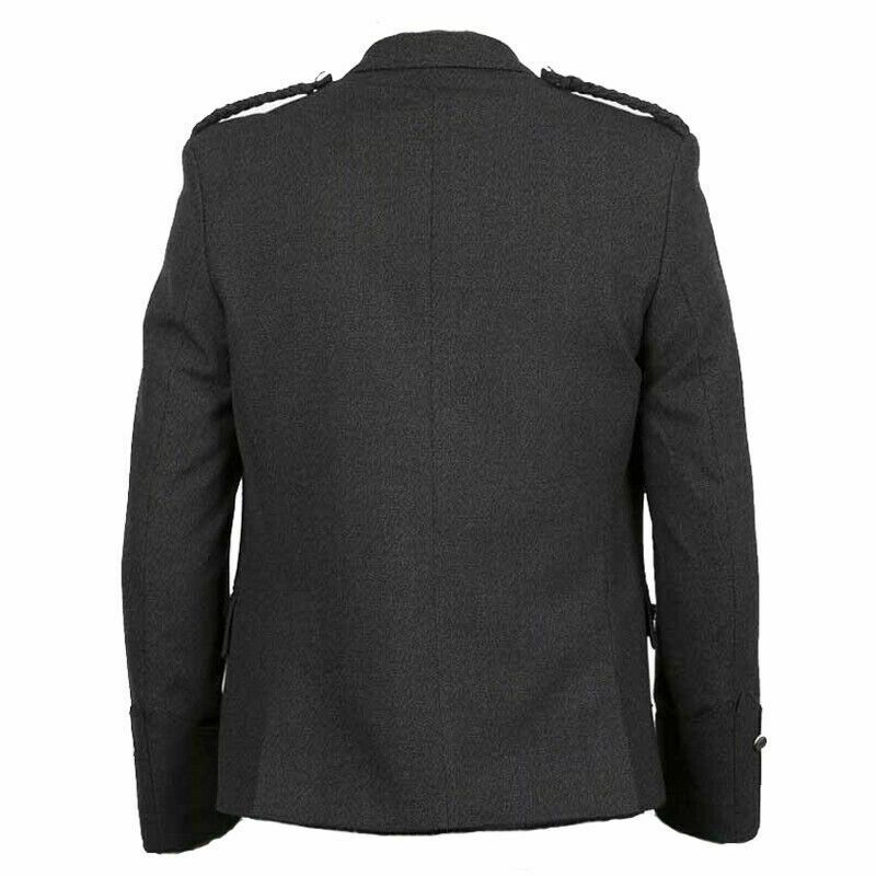 Scottish Grey Tweed Wool Argyle Kilt Jacket With Vest Wedding Kilt Jacket set For Men
