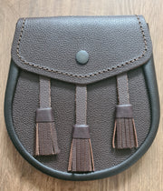 Brown & black scottish men kilt sporran leather with 3 tassels
