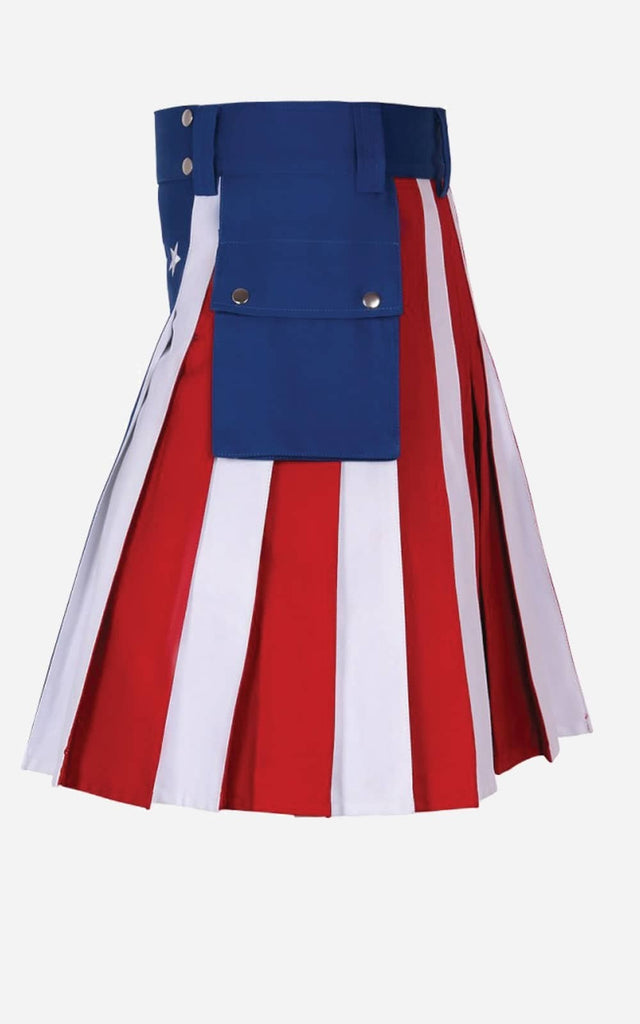 USA American Flag Hybrid Utility Kilt For Patriotic Men