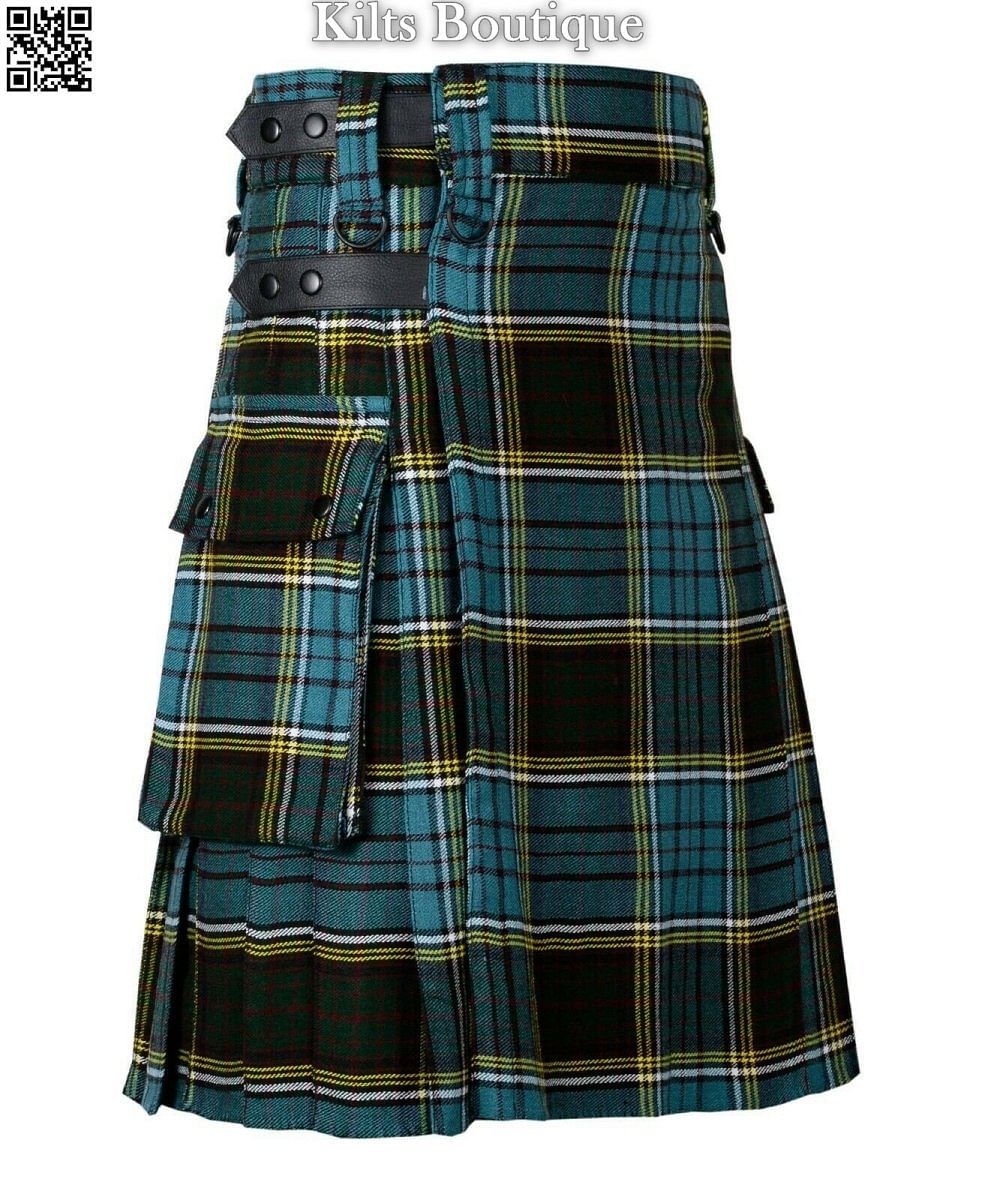 Anderson Tartan Scottish Men Utility Modern Kilt side Cargo Pockets