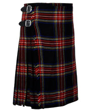 Black Stewart Tartan 8 Yard Handmade 16oz Traditional HeavyWeight Kilt 24" Drop - #Kilts Boutique#