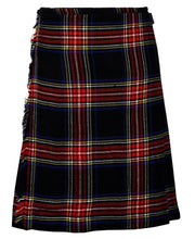 Black Stewart Tartan 8 Yard Handmade 16oz Traditional HeavyWeight Kilt 24" Drop - #Kilts Boutique#