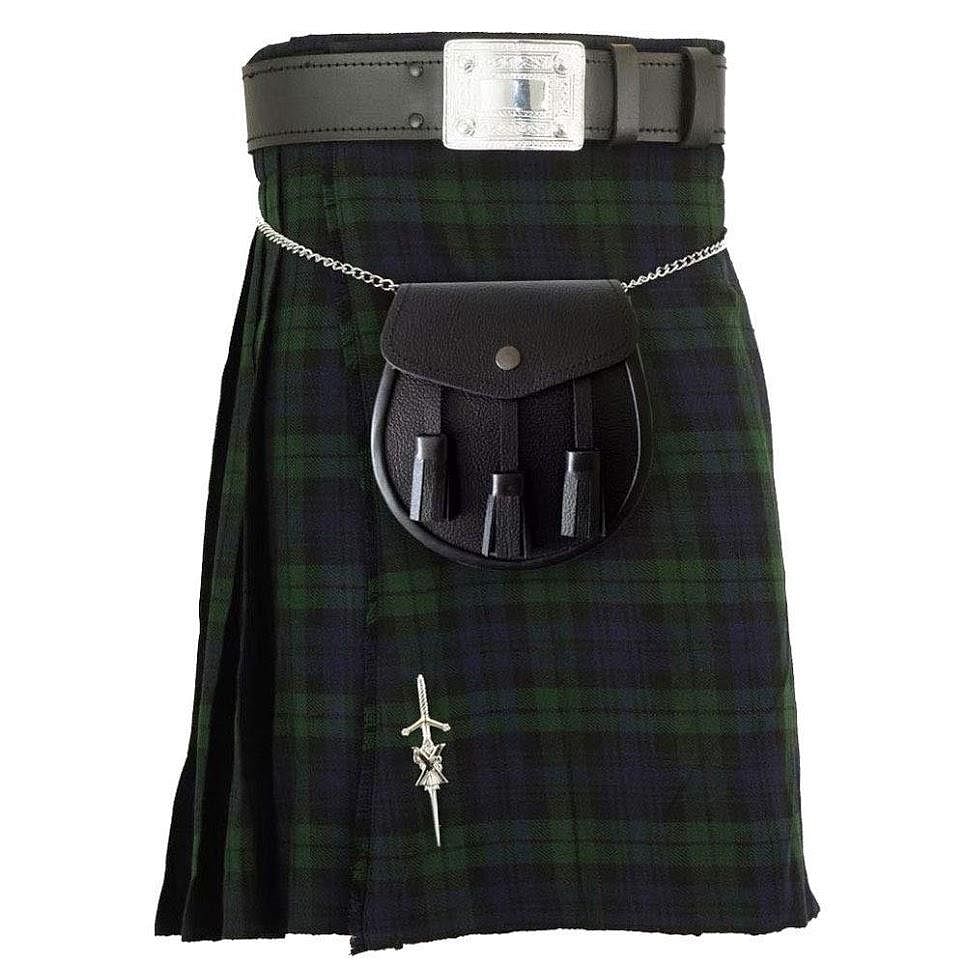 Black Watch Scottish Men's Traditional Kilt Outfits Sporran Belt Buckle Pin - #Kilts Boutique#