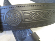 Celtic Embossed Black Leather Belt & Masonic Buckle * Scottish Men's Kilt - #Kilts Boutique#