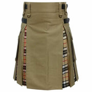 Hybrid Modern Fashion Extendable Brown & Camel Tartan Kilt - #Kilts Boutique#