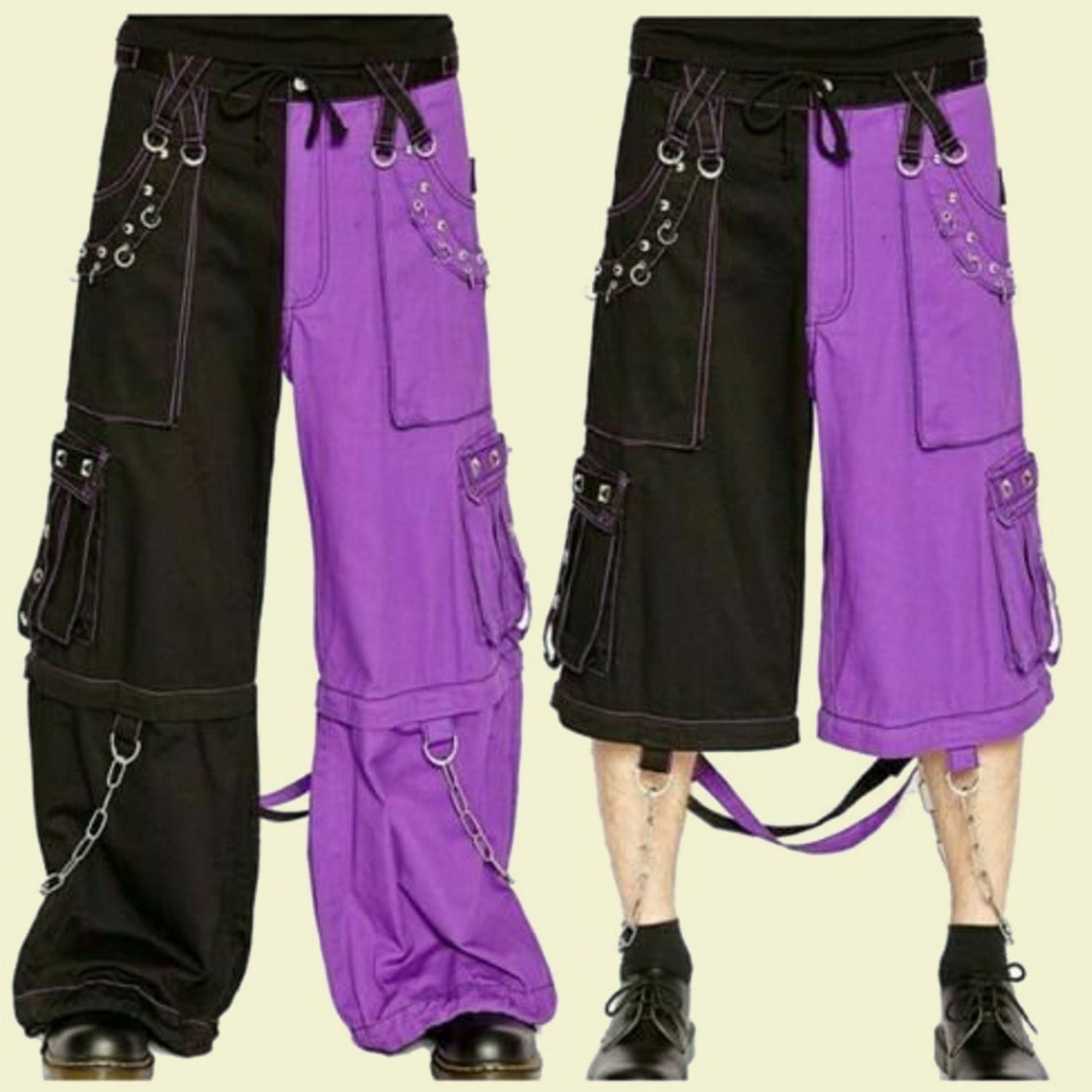 Bondage Trouser Punk Rock Transformer Purple Baggy Pant & Short