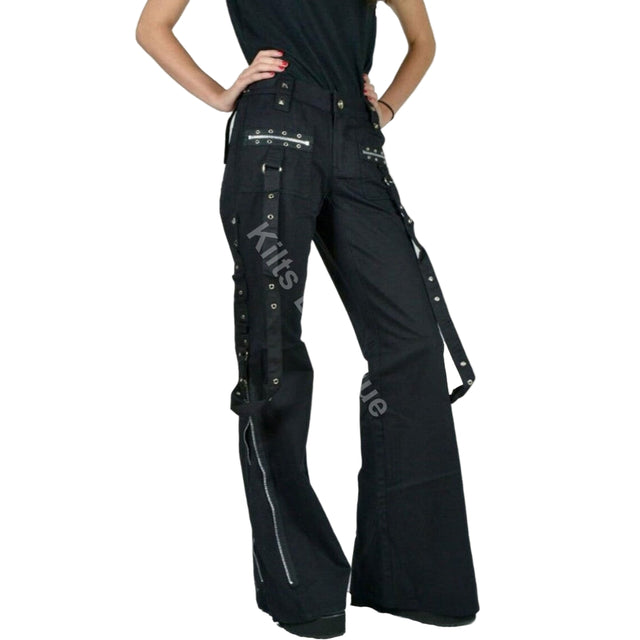 Gothic Punk Emo Bondage Black Straps Goth Zipper Rock Star Tripp Pants , bondage pants, women pants, gothic pants