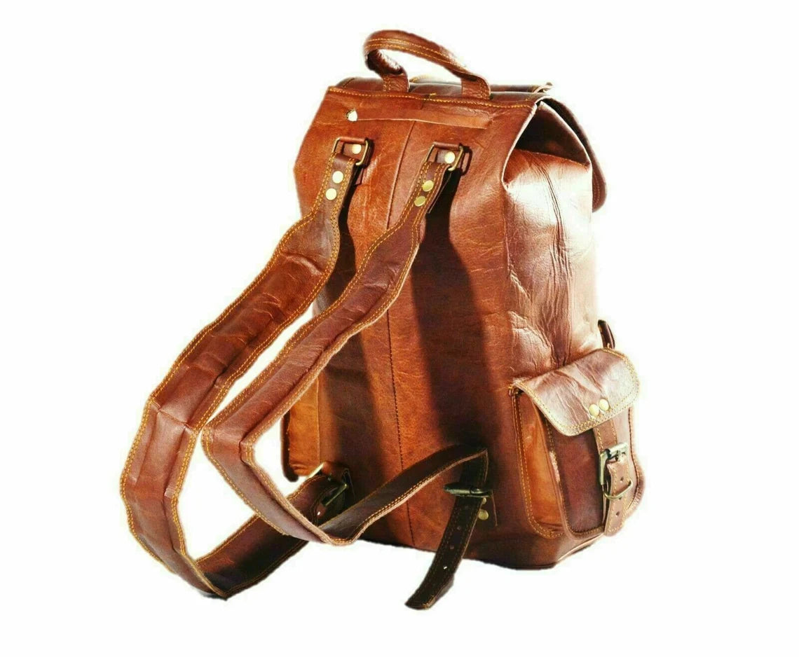 Unisex Leather Backpack Vintage Rucksack Laptop Bag Casual Daypack College Bookbag Comfortable Travel Hiking