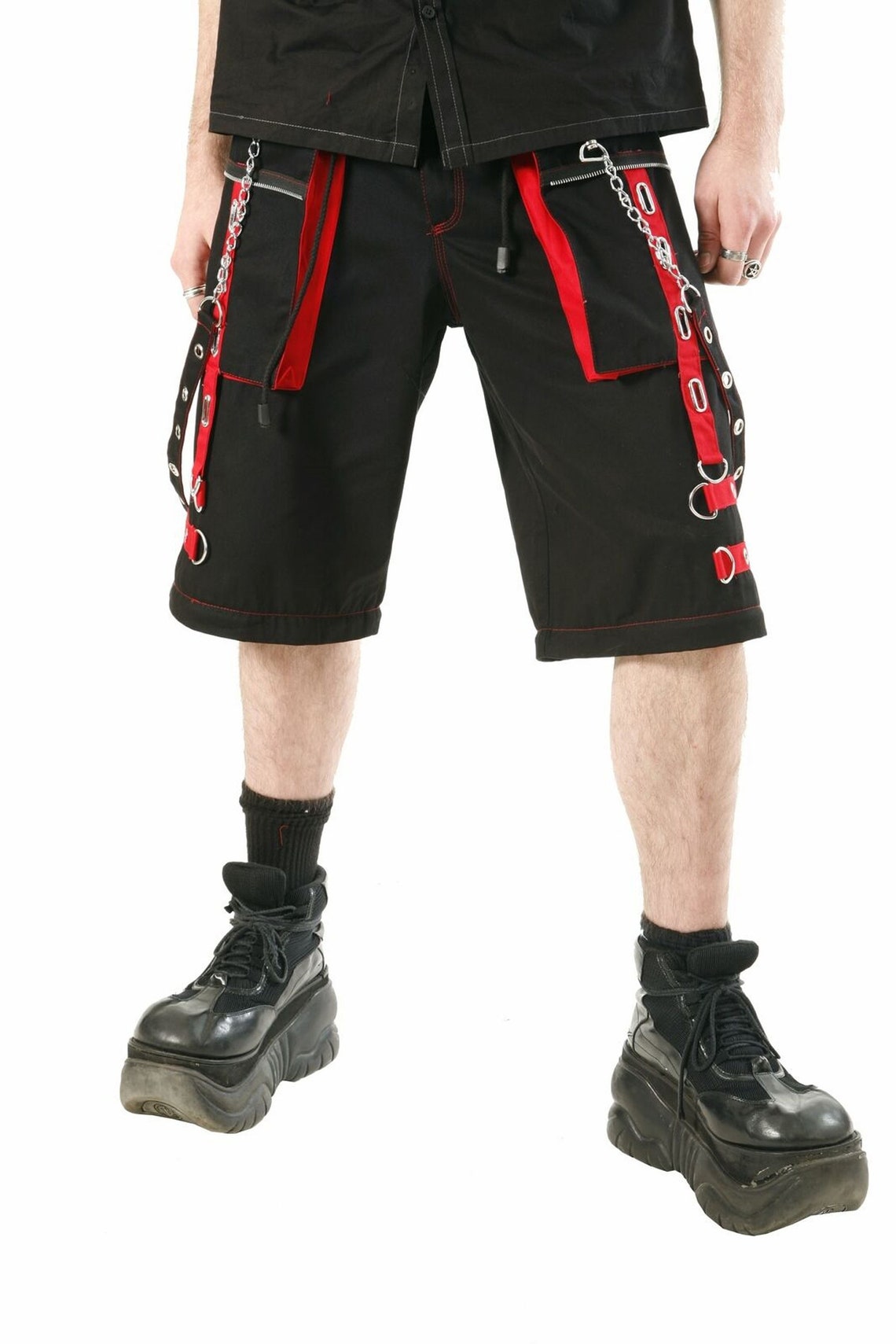 Bondage Trouser Punk Rock Transformer Black Red Gothic Men's Trousers