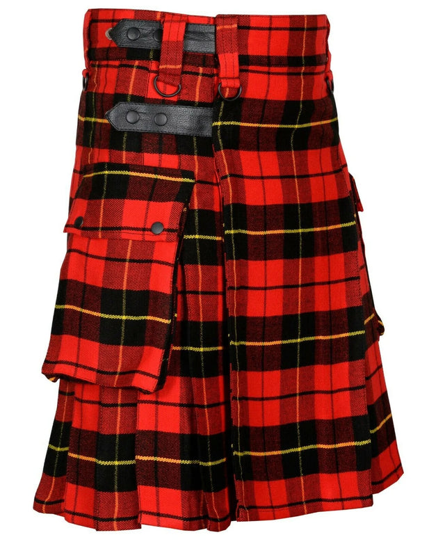 Wallace Tratan Handmade Scottish Men's Tartan Utility Kilt Cargo Pockets
