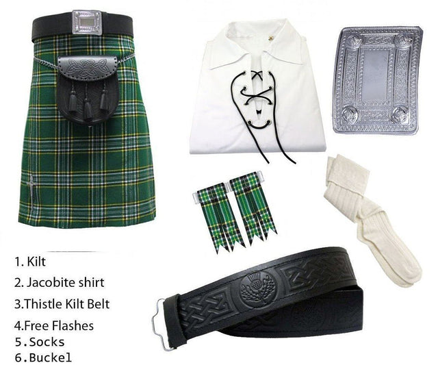 Irish Scottish Men's Highland Kilt Outfit Sporran Jacobite Shirt Flashes Belt Sock - #Kilts Boutique#