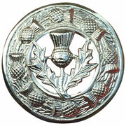 Kilt Fly Plaid Brooch Large With Scrolling Thistle Chrome Border Various Design - #Kilts Boutique#