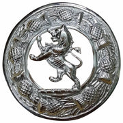Kilt Fly Plaid Brooch Large With Scrolling Thistle Chrome Border Various Design - #Kilts Boutique#