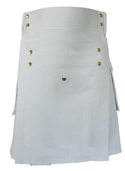 Men White Utility Fashion Active Sport Kilt With 2 Cargo Pockets - #Kilts Boutique#