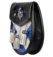 Men's Scottish Kilt Semi Dress Leather Sporran - Scottish Flag Pattern & Thistle - #Kilts Boutique#
