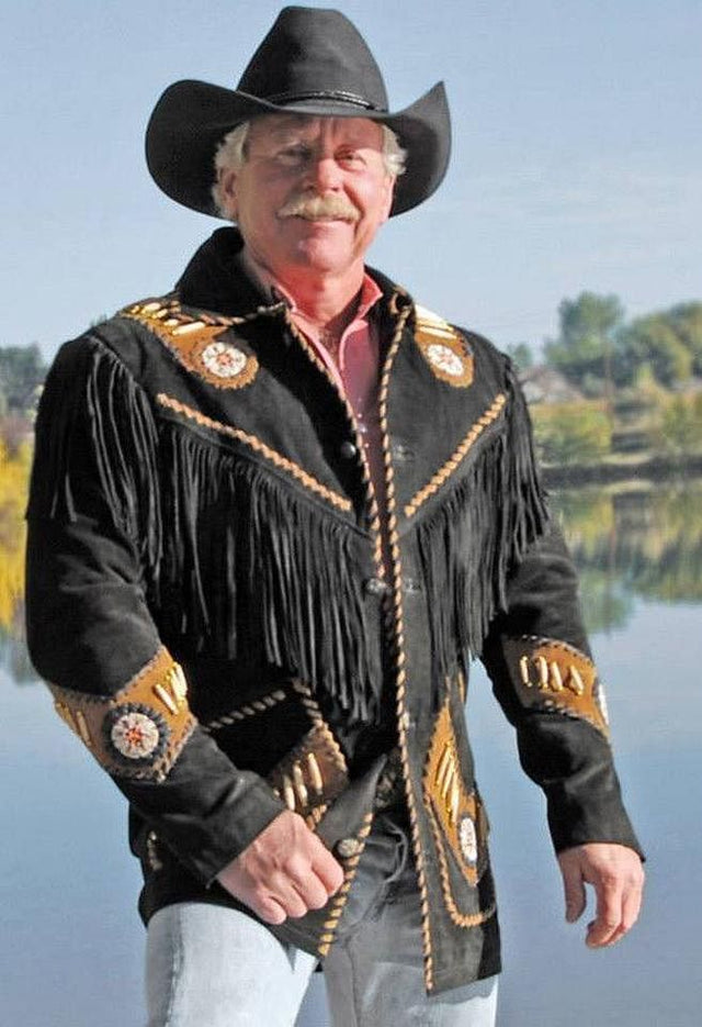 Men's Two Tone Western Fringed King Coat - Hand Beading And Lacing - Extensive Long Fringe - #Kilts Boutique#