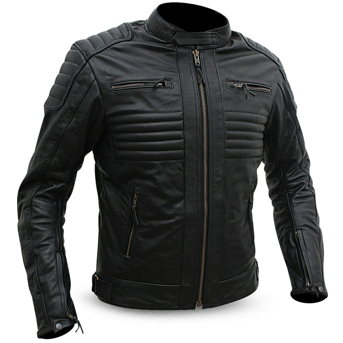 Geniune mens leather motorcycle jacket biker with ce armour