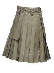 Olive Green Deluxe Utility Work Wear Kilt Working Men with Pockets & loops - #Kilts Boutique#