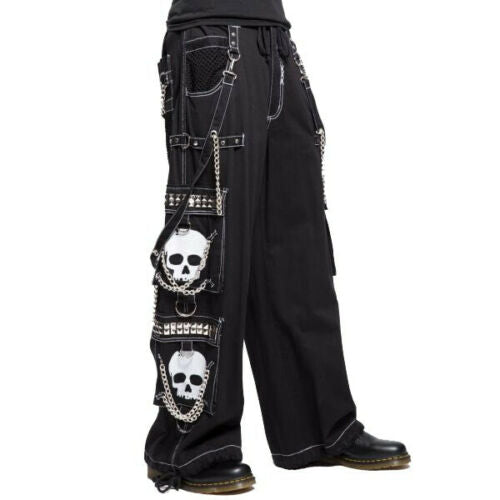 Men's Gothic Bondage Black Big Skull Men Pant Alternative Punk Rock Emo Trouser Pant