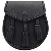 Scottish Men Kilt Sporran Leather Everyday Sporran with 3 Tassels Black - #Kilts Boutique#