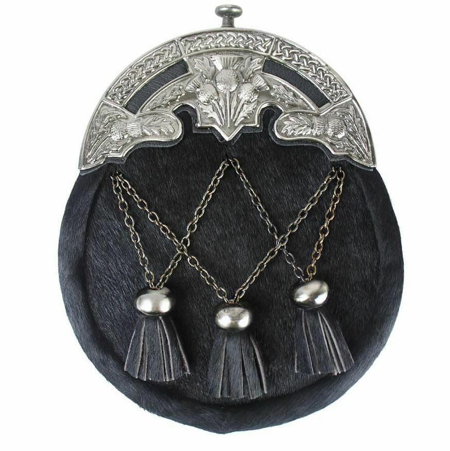 Scottish Men Traditional Antique Full dress Thistle Kilt Sporran 3 Tasseles - #Kilts Boutique#