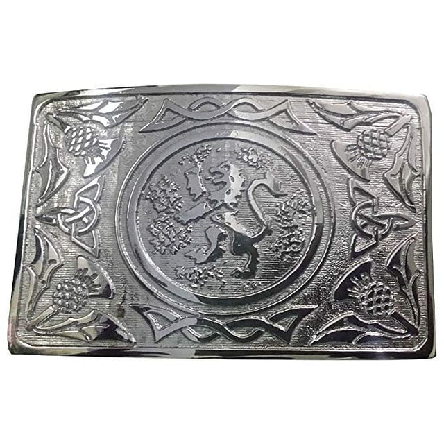 Scottish Men Traditional Rampant Lion Kilt Belt Buckle Chrome Finish - #Kilts Boutique#