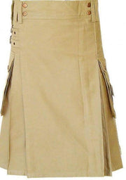 Scottish Men Utility Sports Kilt Khaki Cotton 100% Unisex Adult Custom Kilt - #Kilts Boutique#