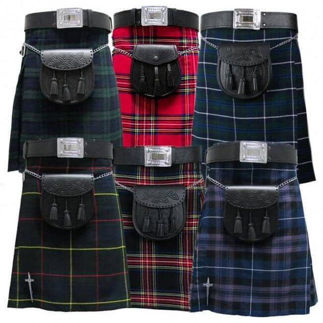 Scottish Men's Kilt Set Sporran, Chain, Belt, Buckle, Pin Traditional Dress Tartan Kilts - #Kilts Boutique#
