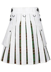 Scottish Men's White Cotton Utility Hybrid Kilt - Tara Murphy - #Kilts Boutique#