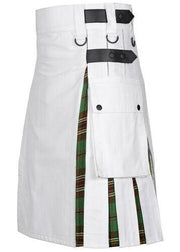 Scottish Men's White Cotton Utility Hybrid Kilt - Tara Murphy - #Kilts Boutique#