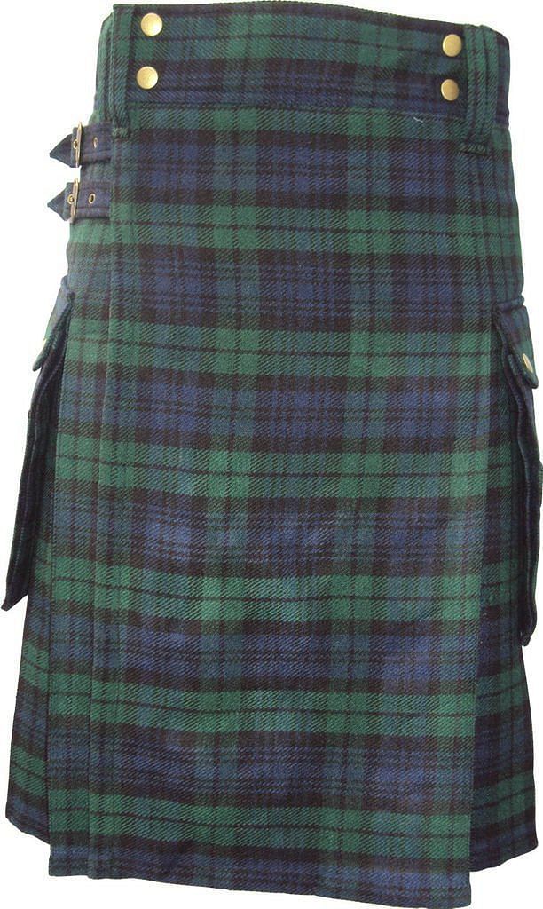 Scottish Modern Black Watch Tartan Utility Fashion Pocket Active Men Kilt - #Kilts Boutique#
