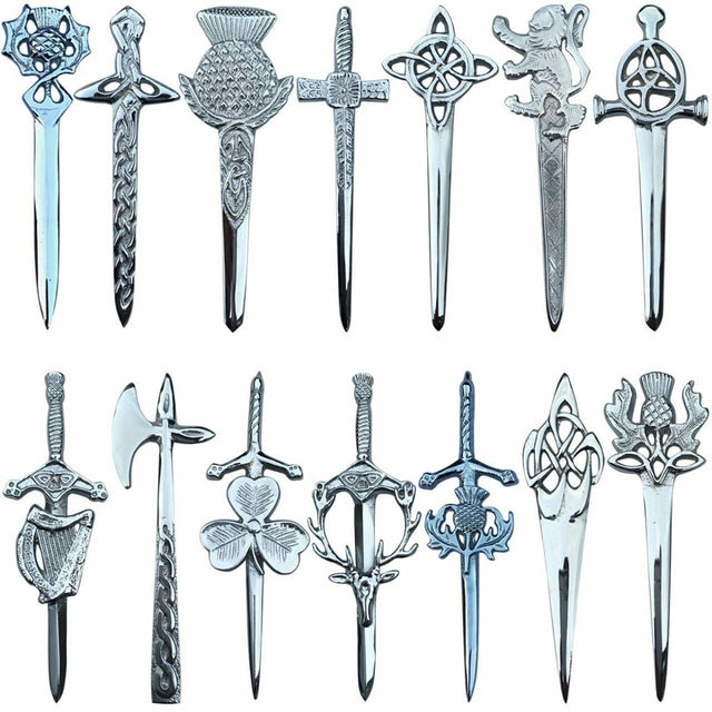 Scottish Thistle Kilt Pins Various Design Chrome Finish 4" Kilts Pin Celtic Knot - #Kilts Boutique#