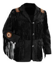 Men's Western cowboy suede leather jacket with Fringes