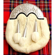 White Rabbit Fur Kilt Sporran with Long Tassels - #Kilts Boutique#
