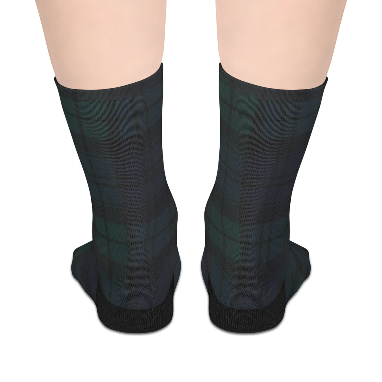 Black Watch Plaid Mid-Length Socks, Cozy Wear, Perfect for Gifting, Casual Comfort, Fall Fashion, Holiday Stocking Stuffers