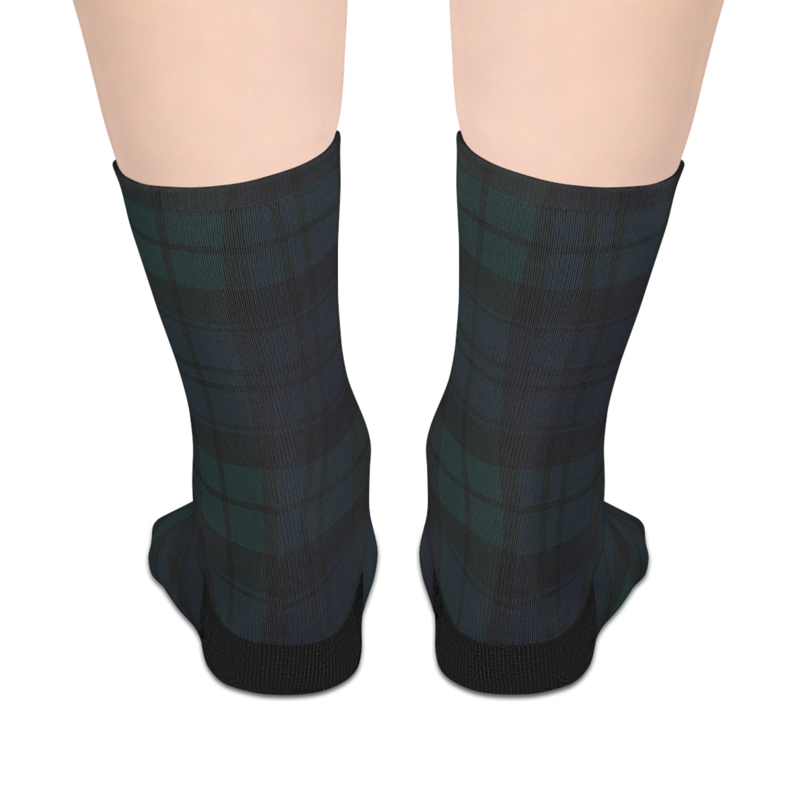 Black Watch Plaid Mid-Length Socks, Cozy Wear, Perfect for Gifting, Casual Comfort, Fall Fashion, Holiday Stocking Stuffers