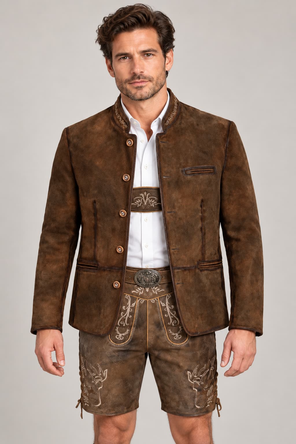 Men’s Brown Suede Trachten Jacket Made to Order
