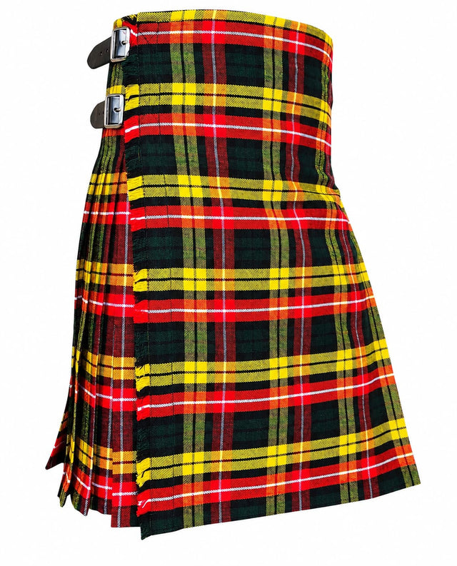 8 Yard Buchanan Modern Tartan Kilt for Men Traditional Scottish Highland Wear Plaid Acrylic Wool Kilt with Adjustable Straps