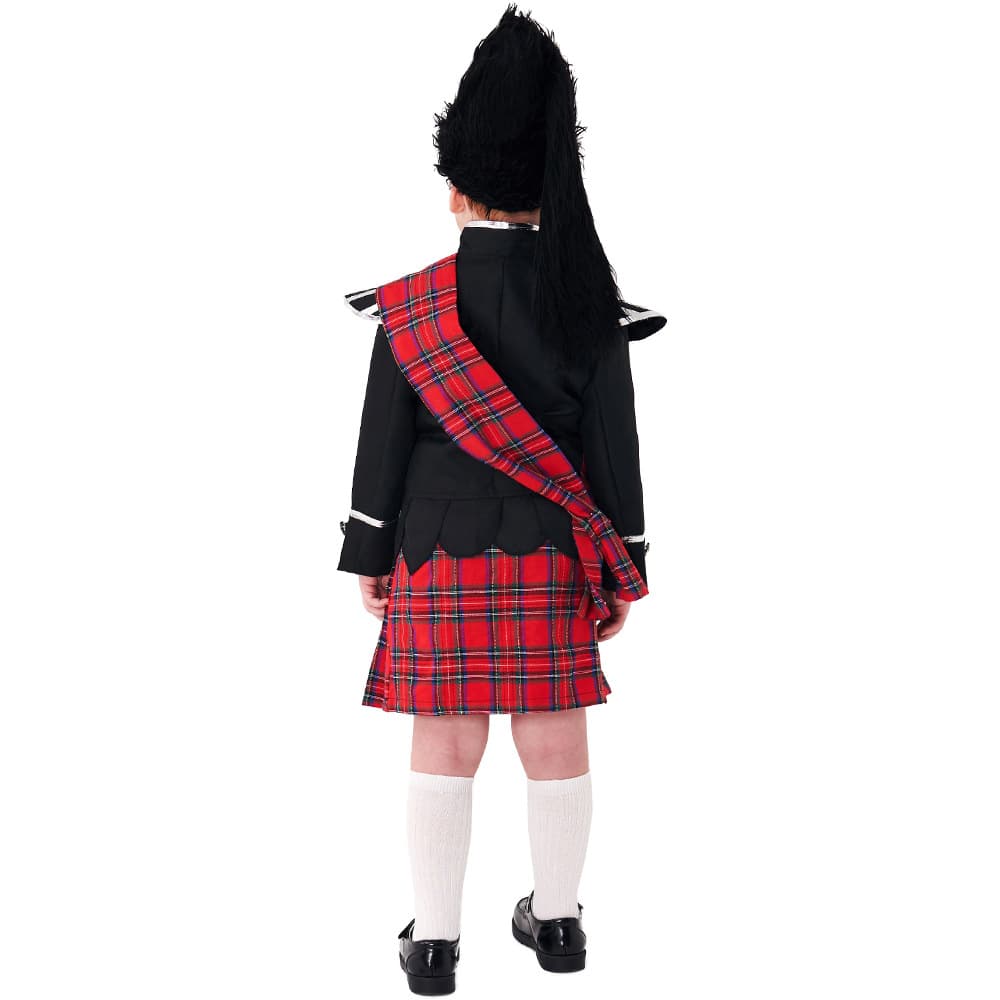 Kids Royal Stewart Tartan Kilt Outfit, Boys Scottish Highland Dress Set with Prince Charlie Jacket, Sporran & Hat