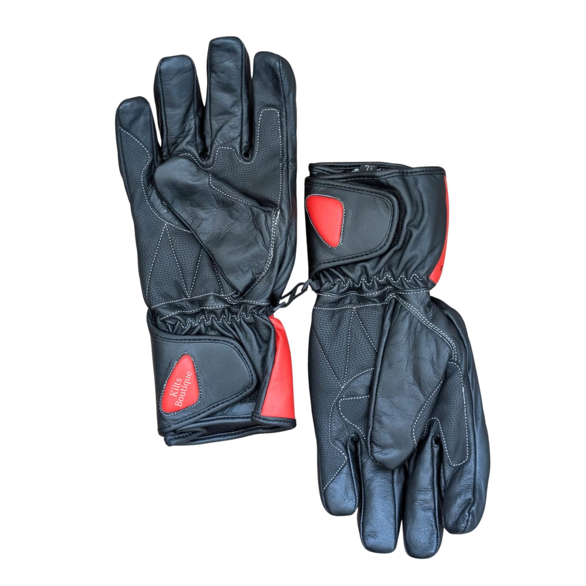 Red Thermal Waterproof Motorcycle Gloves – Carbon Fiber Knuckle Protection & Thermal Lining